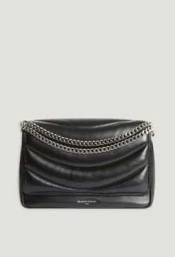 Claudie Pierlot Angeli Black Quilted Leather Bag*Women Crossbody Bags