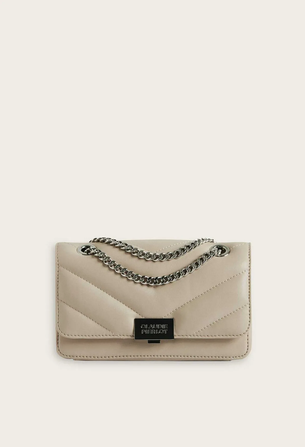 Claudie Pierlot Angelina Beige Leather Bag*Women Crossbody Bags