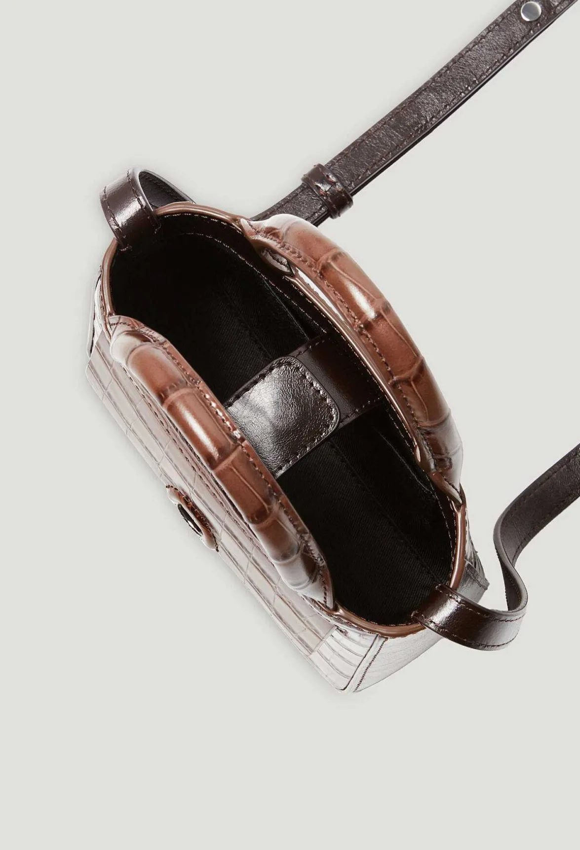Claudie Pierlot Anoucko Nano Brown Embossed Leather Bag*Women Crossbody Bags