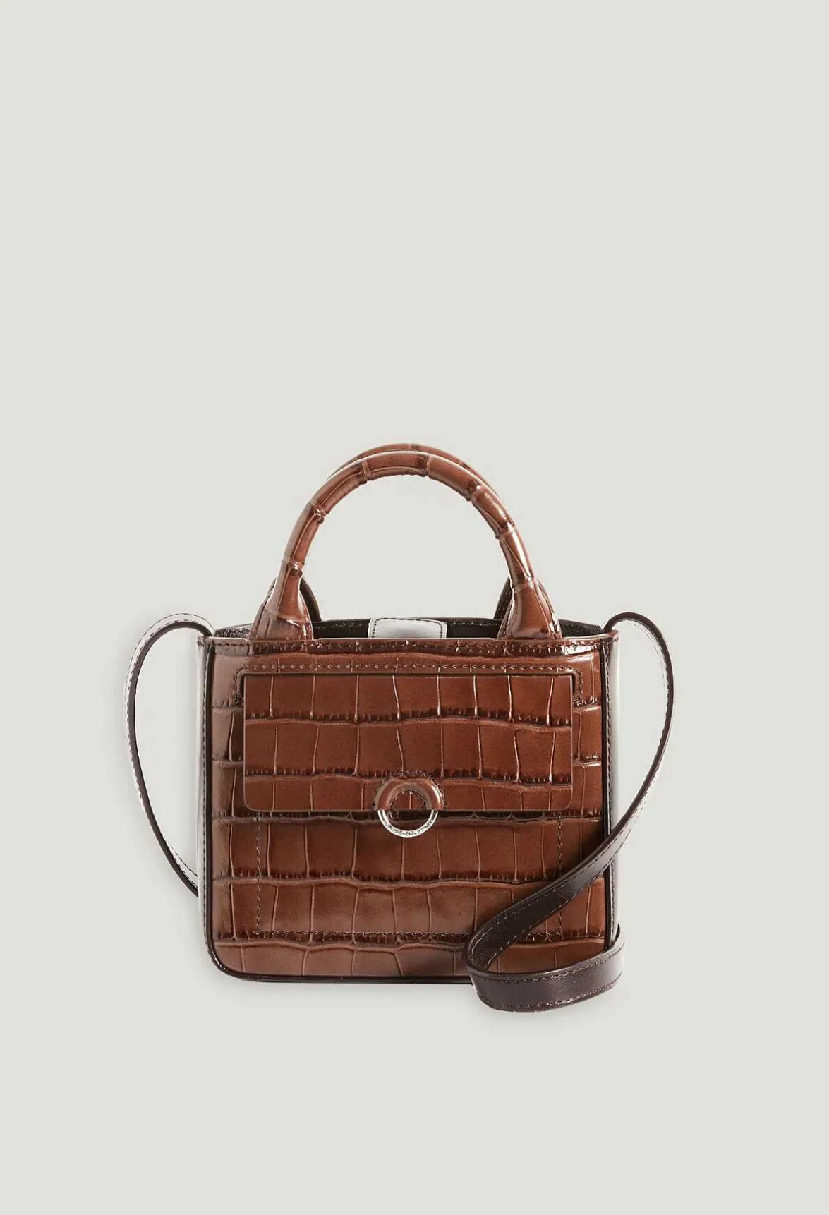 Claudie Pierlot Anoucko Nano Brown Embossed Leather Bag*Women Crossbody Bags