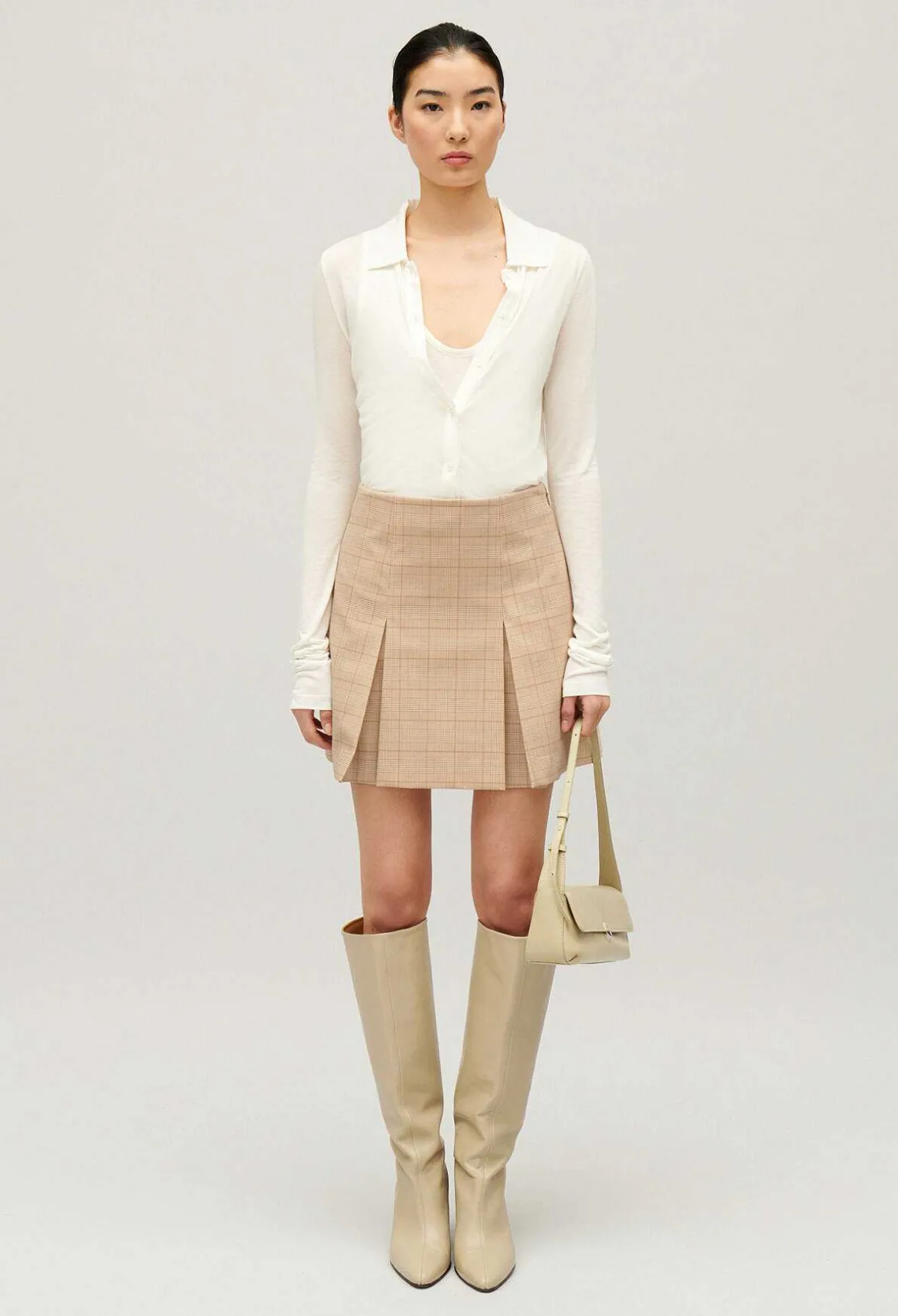 Claudie Pierlot Beige Checked A-Line Skirt*Women Skirts And Shorts