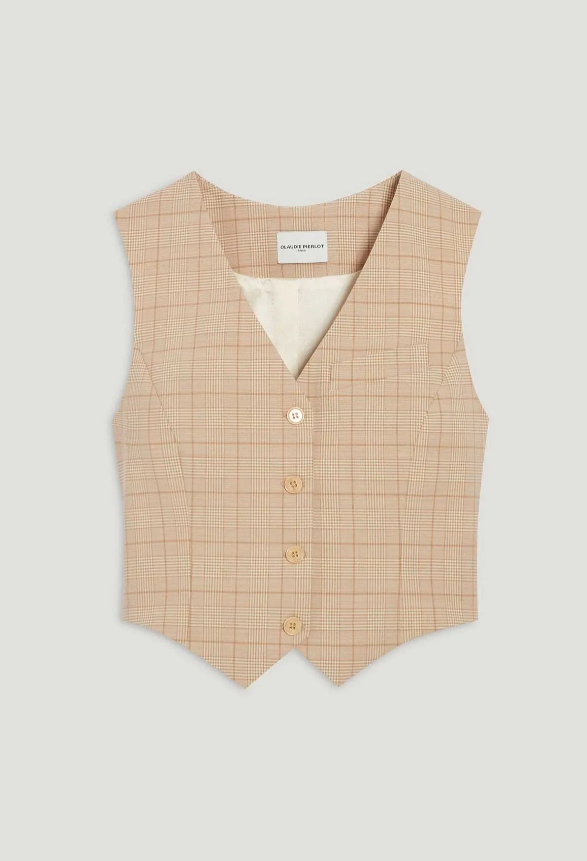 Claudie Pierlot Beige Checked Suit Waistcoat*Women Blazers