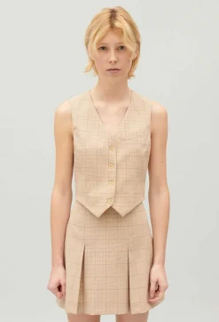 Claudie Pierlot Beige Checked Suit Waistcoat*Women Blazers