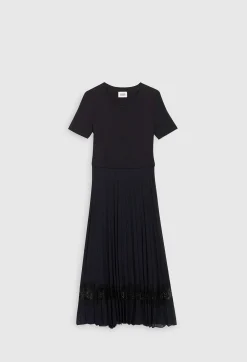 Claudie Pierlot Black And Navy Bi-Material Dress*Women Dresses