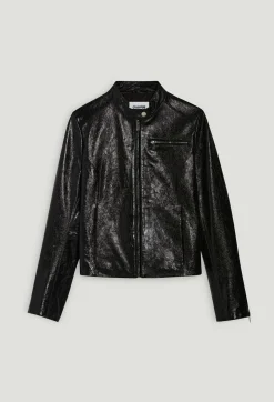 Claudie Pierlot Black Leather Biker Jacket*Women Jackets And Coats