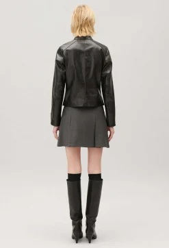 Claudie Pierlot Black Leather Biker Jacket*Women Jackets And Coats