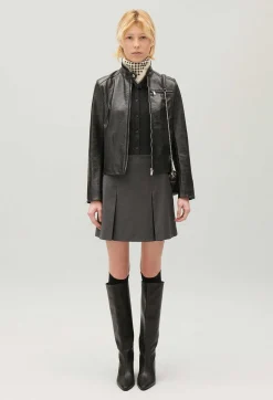 Claudie Pierlot Black Leather Biker Jacket*Women Jackets And Coats