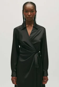 Claudie Pierlot Black Midi Wrap Dress*Women Dresses