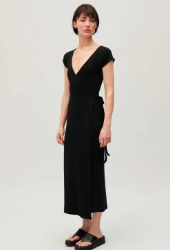 Claudie Pierlot Black Wrap Midi Dress*Women Dresses