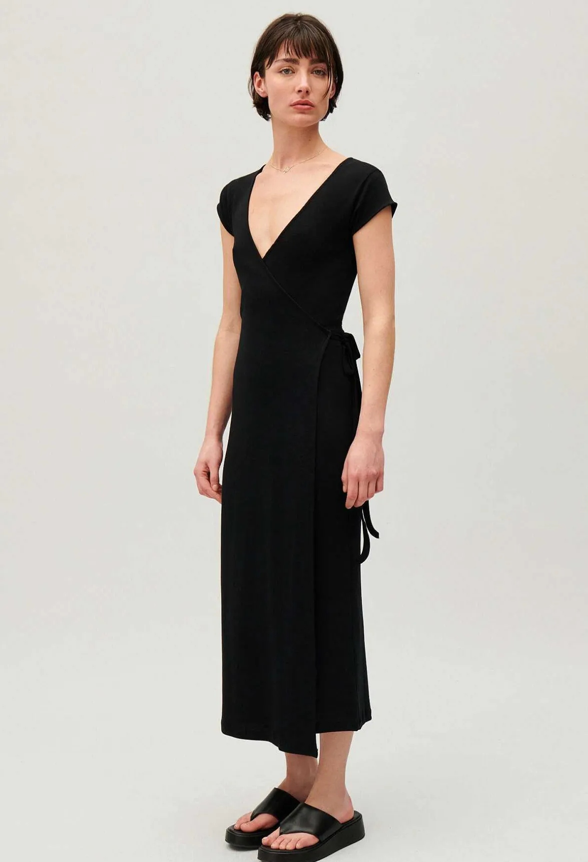 Claudie Pierlot Black Wrap Midi Dress*Women Dresses
