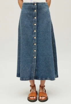 Claudie Pierlot Blue Denim Midi Skirt*Women Skirts And Shorts