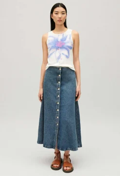 Claudie Pierlot Blue Denim Midi Skirt*Women Skirts And Shorts