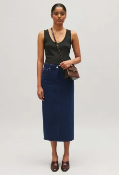 Claudie Pierlot Blue Denim Midi Skirt*Women Skirts And Shorts