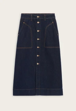 Claudie Pierlot Blue Denim Midi Skirt*Women Skirts And Shorts
