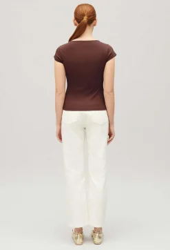 Claudie Pierlot Brown Asymmetric Button-Up Top*Women T-Shirts