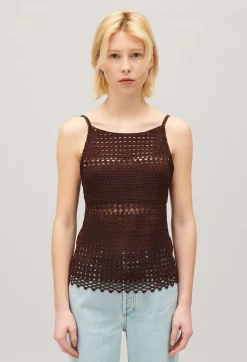 Claudie Pierlot Brown Crochet Top*Women Tops And Shirts