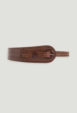Claudie Pierlot Brown Embossed Leather Belt*Women Belts