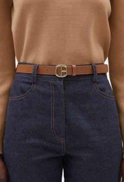 Claudie Pierlot Brown Leather Monogram Belt*Women Belts