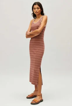 Claudie Pierlot Brown Stripy Knit Maxi Dress*Women Dresses
