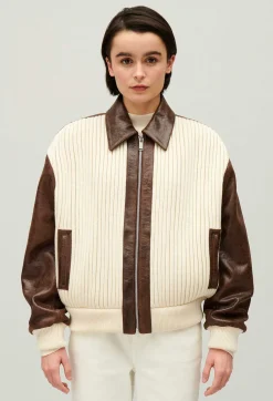 Claudie Pierlot Brown Two-Tone Bomber Jacket*Women Jackets And Coats