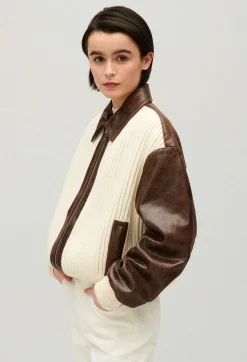 Claudie Pierlot Brown Two-Tone Bomber Jacket*Women Jackets And Coats