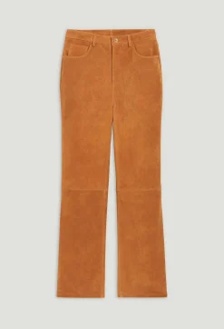 Claudie Pierlot Dark Beige Suede Leather Trousers*Women Jeans And Trousers