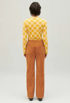 Claudie Pierlot Dark Beige Suede Leather Trousers*Women Jeans And Trousers