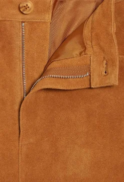 Claudie Pierlot Dark Beige Suede Leather Trousers*Women Jeans And Trousers
