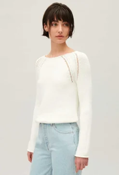 Claudie Pierlot Ecru Knitted Jumper With Embroidery*Women Sweaters And Cardigans