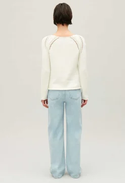 Claudie Pierlot Ecru Knitted Jumper With Embroidery*Women Sweaters And Cardigans