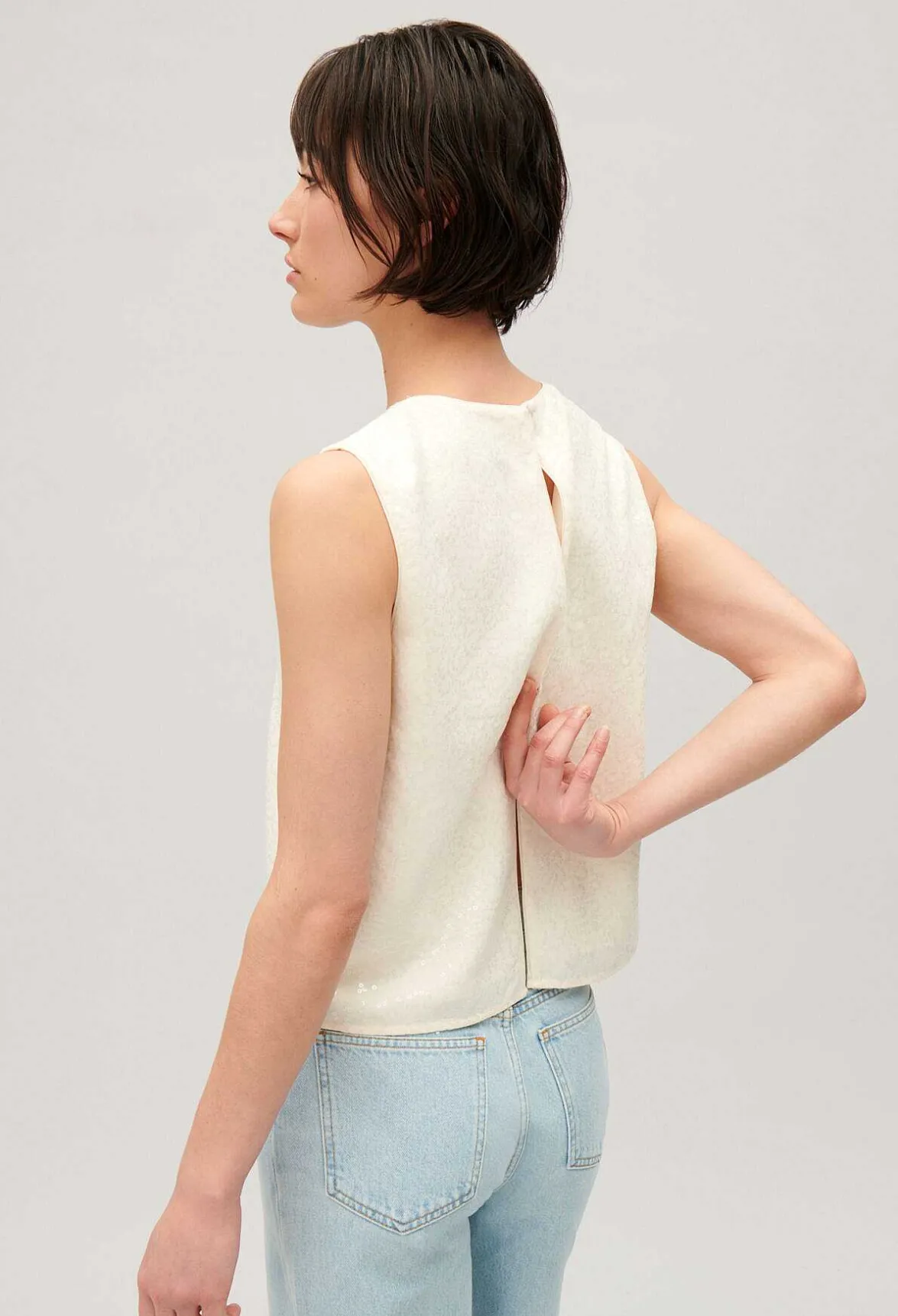Claudie Pierlot Ecru Sequined Sleeveless Top*Women Tops And Shirts