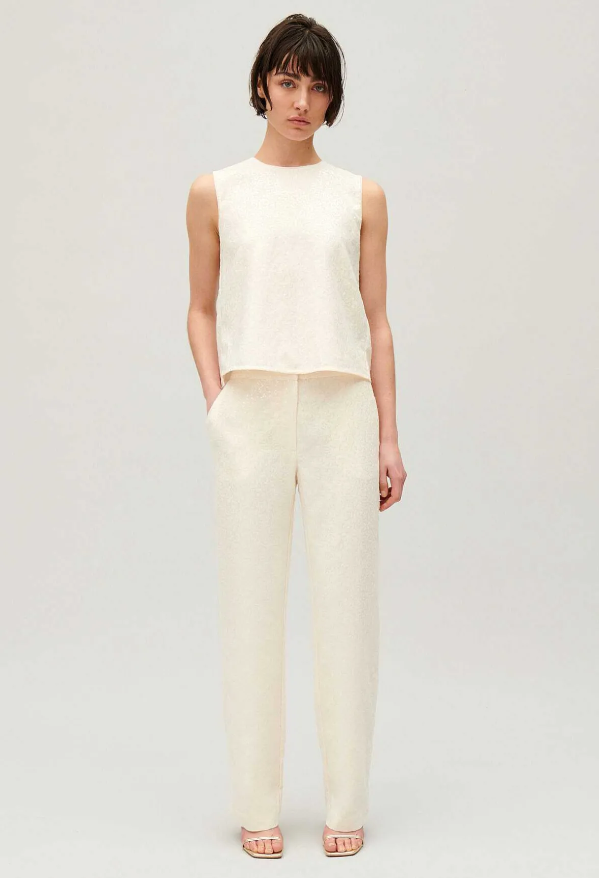 Claudie Pierlot Ecru Sequinned Trousers*Women Jeans And Trousers