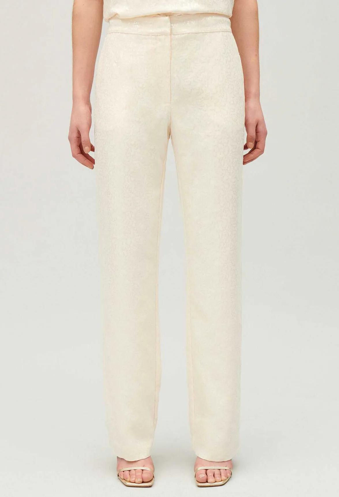 Claudie Pierlot Ecru Sequinned Trousers*Women Jeans And Trousers