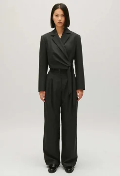 Claudie Pierlot Flecked Grey Cropped Suit Jacket*Women Blazers