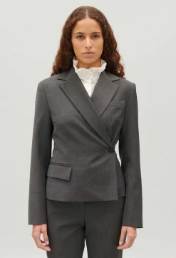 Claudie Pierlot Flecked Grey Wrapover Suit Jacket*Women Blazers
