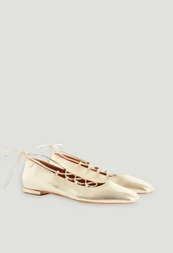 Claudie Pierlot Gold Leather Ballet Pumps*Women Sandals, Pumps And Mules