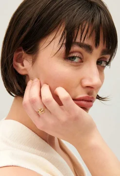 Claudie Pierlot Golden Brass Cp Heart Band Ring*Women Jewellery And Scrunchies