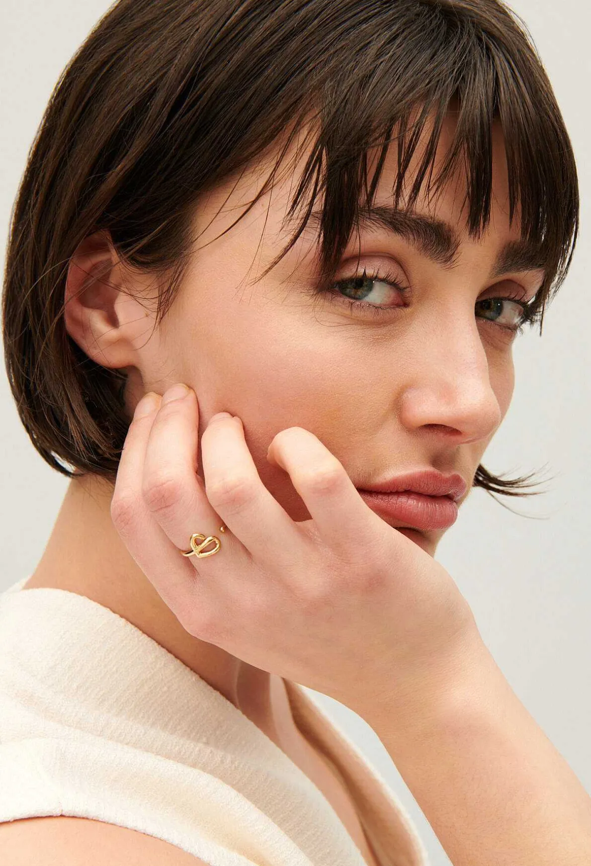 Claudie Pierlot Golden Brass Cp Heart Band Ring*Women Jewellery And Scrunchies