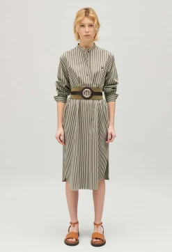 Claudie Pierlot Green Striped Maxi Dress*Women Dresses