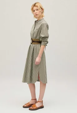 Claudie Pierlot Green Striped Maxi Dress*Women Dresses