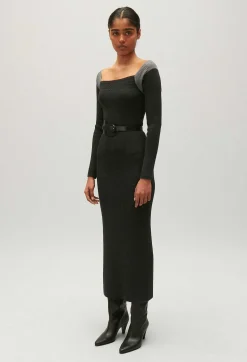 Claudie Pierlot Grey Marled Knit Maxi Dress*Women Dresses