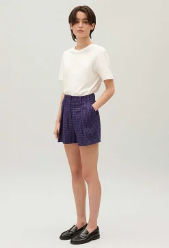 Claudie Pierlot Indigo Checked Shorts*Women Skirts And Shorts