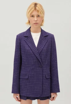 Claudie Pierlot Indigo Checked Suit Jacket*Women Blazers