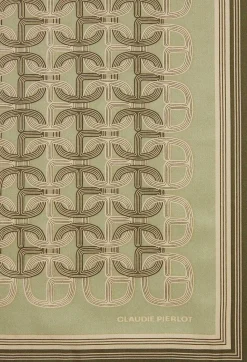 Claudie Pierlot Khaki Monogram Silk Scarf*Women Shawls And Collars
