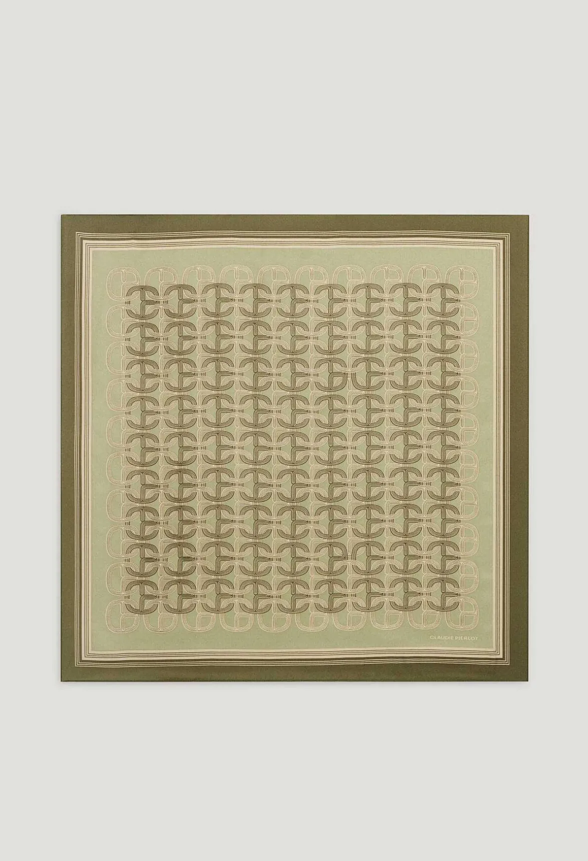 Claudie Pierlot Khaki Monogram Silk Scarf*Women Shawls And Collars