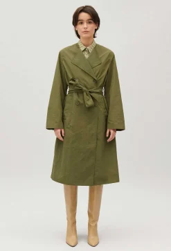 Claudie Pierlot Khaki Nylon Mid-Length Trench Coat*Women Jackets And Coats