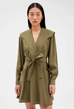 Claudie Pierlot Khaki Tie-Belt Dress*Women Dresses