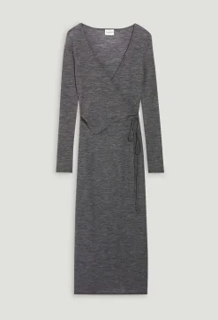 Claudie Pierlot Light Grey Wool Jersey Midi Dress*Women Dresses