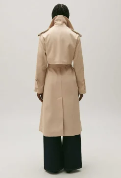 Claudie Pierlot Long Beige Cotton Trench Coat*Women Jackets And Coats