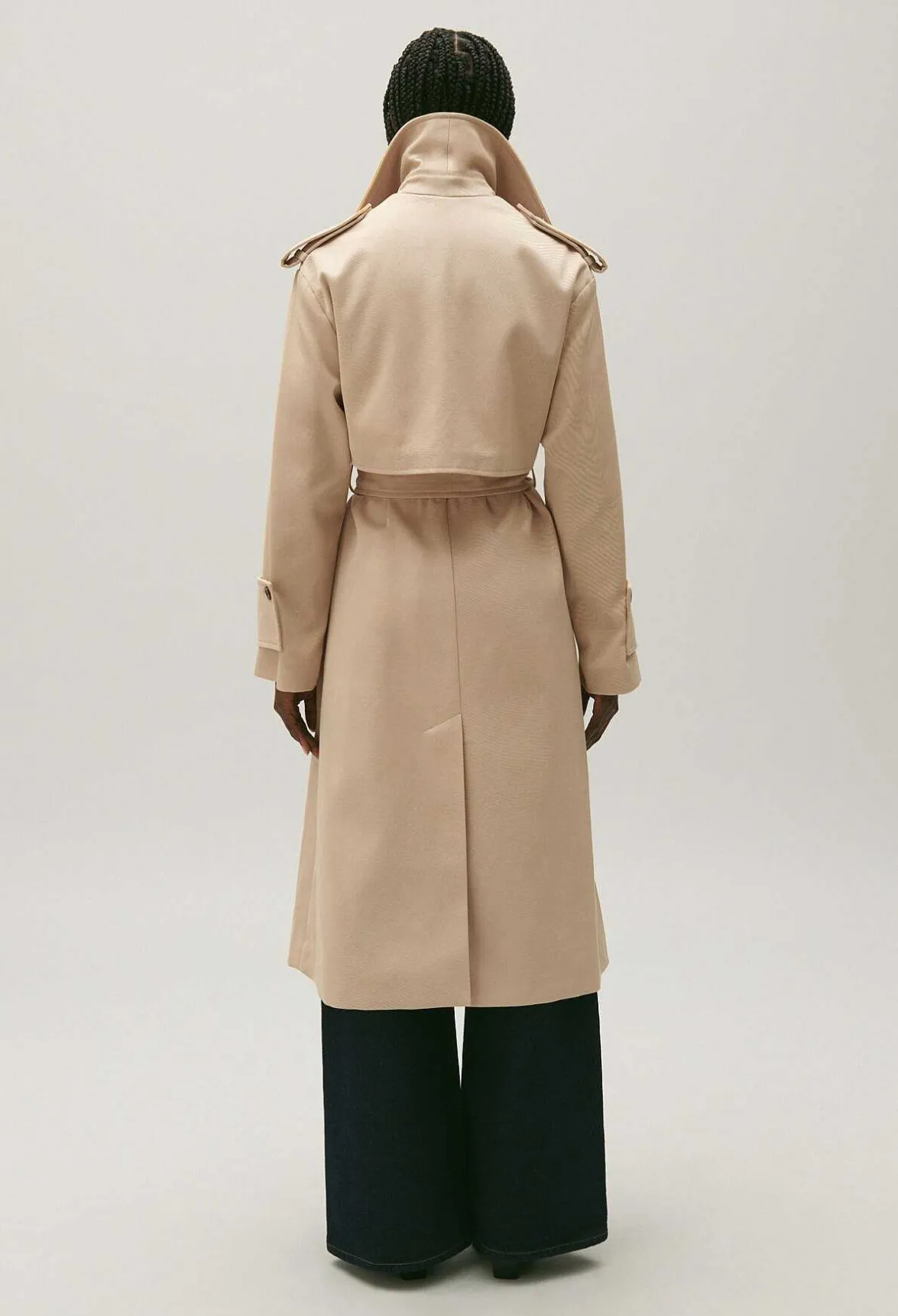 Claudie Pierlot Long Beige Cotton Trench Coat*Women Jackets And Coats